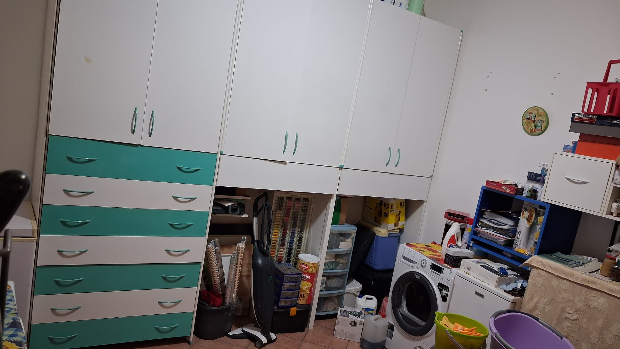 Cameretta armadio ponte letto verde