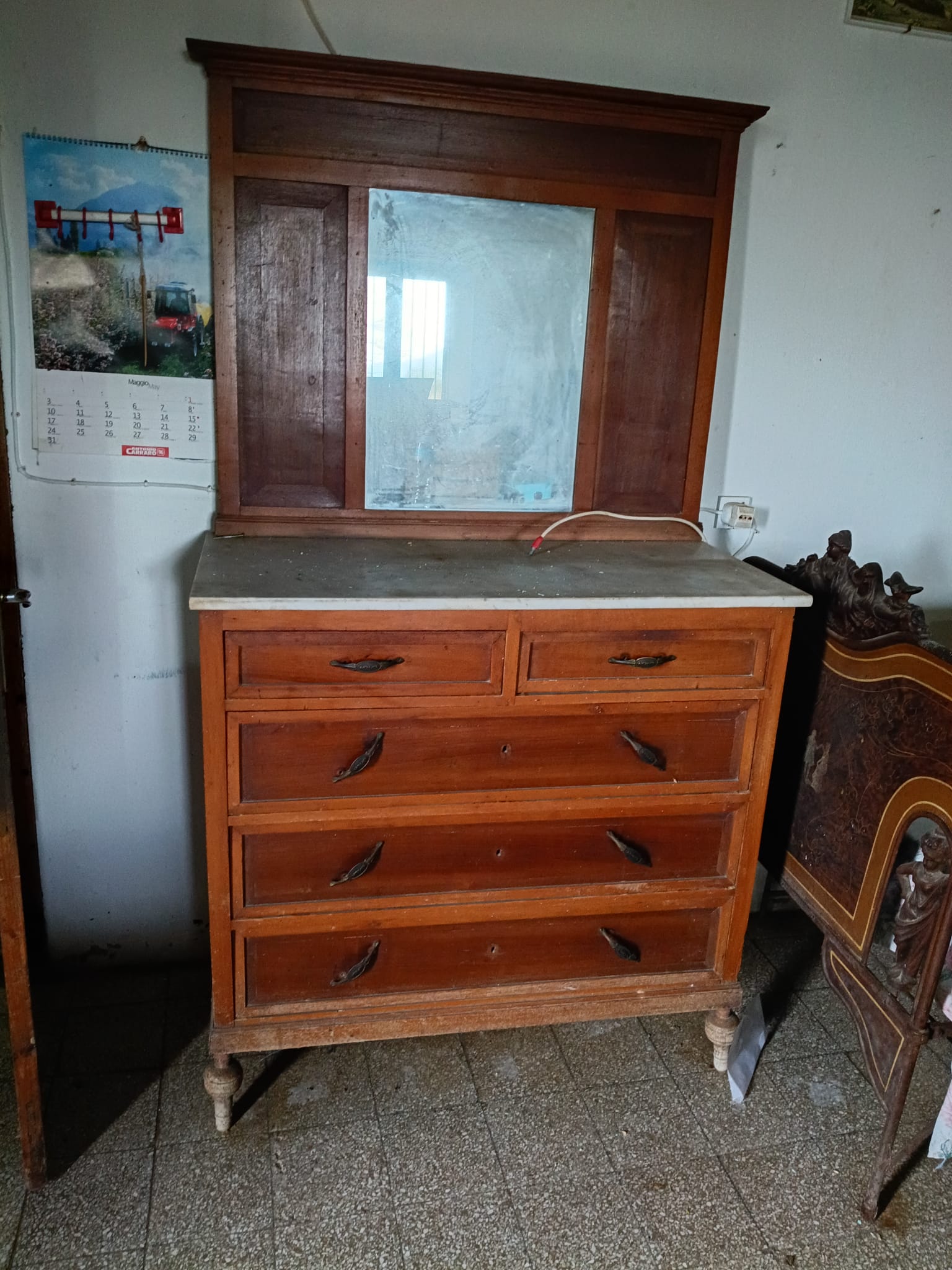 Vintage - Comò d'epoca marmo specchio